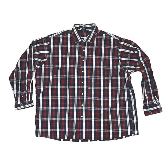 Tommy Hilfiger Tall Long Men’s Button Down Blue & Red Size 20 - Picture 1 of 5